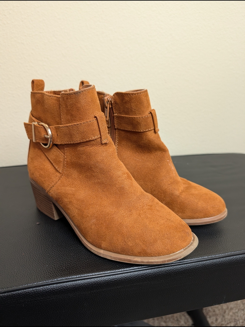 Sugar Bierock Tan Faux Suede Ankle‎ Boots Buckle Detail Girls Size 2